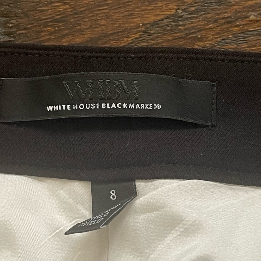 White House Black Market White Wide-Leg Pants with Black Side Stripes trousers - Picture 2 of 12